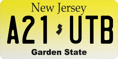NJ license plate A21UTB