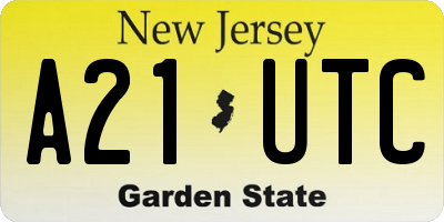 NJ license plate A21UTC