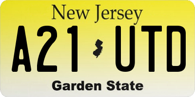 NJ license plate A21UTD