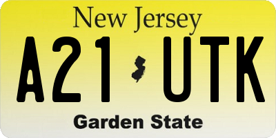 NJ license plate A21UTK