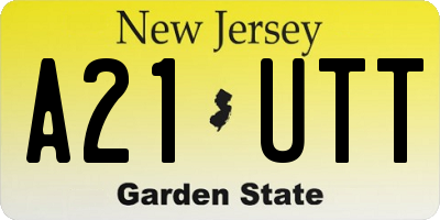 NJ license plate A21UTT