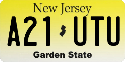 NJ license plate A21UTU