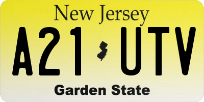 NJ license plate A21UTV