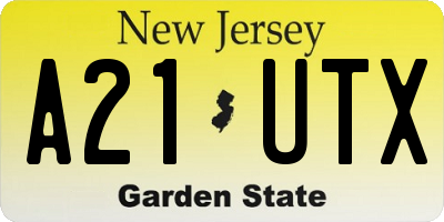 NJ license plate A21UTX