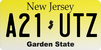 NJ license plate A21UTZ