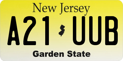 NJ license plate A21UUB