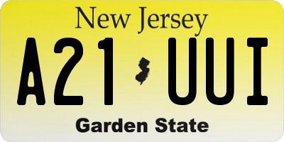 NJ license plate A21UUI