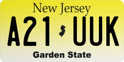 NJ license plate A21UUK