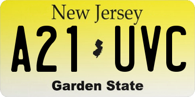 NJ license plate A21UVC