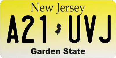 NJ license plate A21UVJ