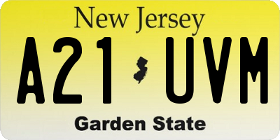 NJ license plate A21UVM