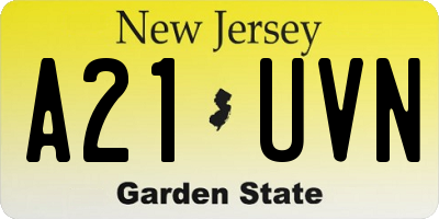 NJ license plate A21UVN
