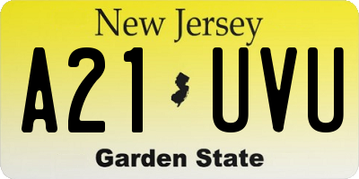 NJ license plate A21UVU