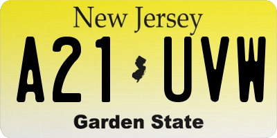 NJ license plate A21UVW