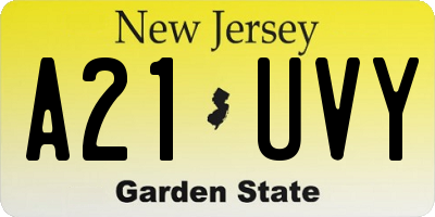 NJ license plate A21UVY