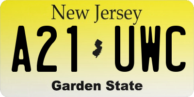 NJ license plate A21UWC
