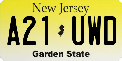 NJ license plate A21UWD