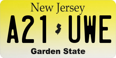 NJ license plate A21UWE