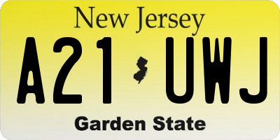 NJ license plate A21UWJ