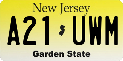 NJ license plate A21UWM