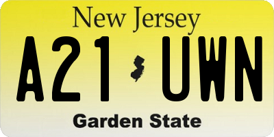 NJ license plate A21UWN