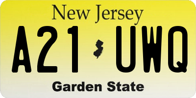NJ license plate A21UWQ