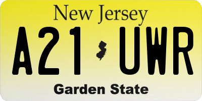 NJ license plate A21UWR
