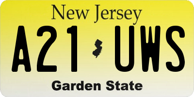 NJ license plate A21UWS