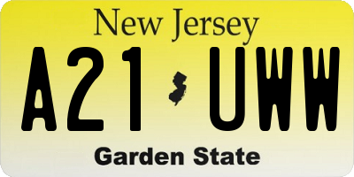NJ license plate A21UWW