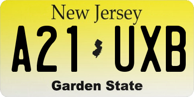 NJ license plate A21UXB