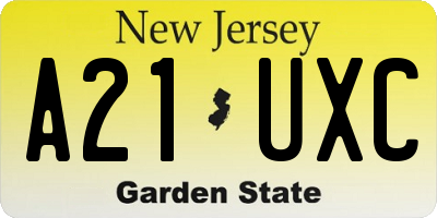 NJ license plate A21UXC
