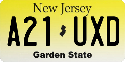 NJ license plate A21UXD