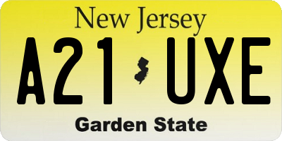 NJ license plate A21UXE