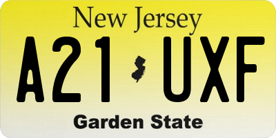 NJ license plate A21UXF