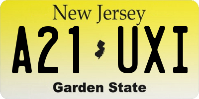 NJ license plate A21UXI
