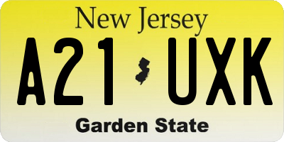 NJ license plate A21UXK