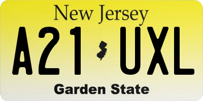 NJ license plate A21UXL