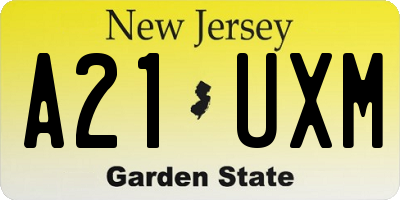 NJ license plate A21UXM