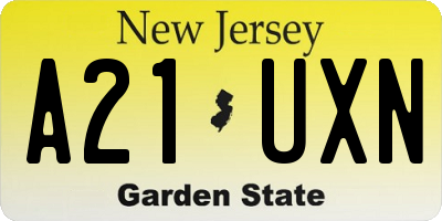 NJ license plate A21UXN