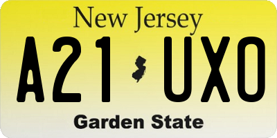 NJ license plate A21UXO