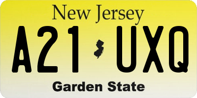 NJ license plate A21UXQ