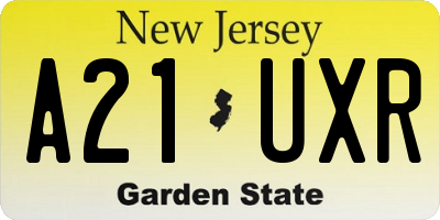 NJ license plate A21UXR