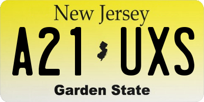 NJ license plate A21UXS