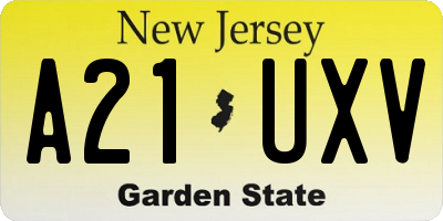 NJ license plate A21UXV