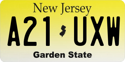 NJ license plate A21UXW