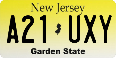 NJ license plate A21UXY