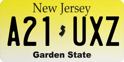 NJ license plate A21UXZ