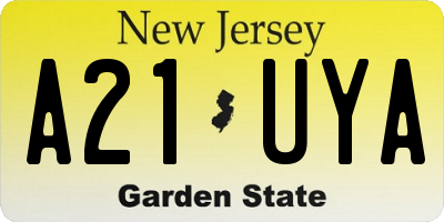 NJ license plate A21UYA