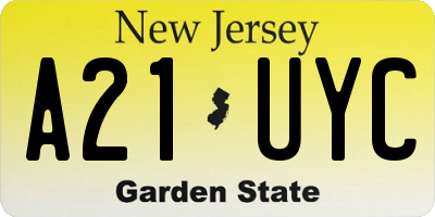 NJ license plate A21UYC