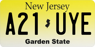 NJ license plate A21UYE
